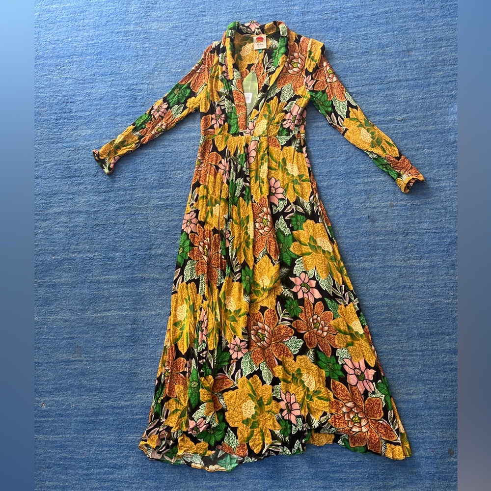New with Tags Farm Rio Garden Black Maxi Dress Medium